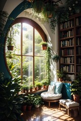 Serene Meditation Space with Filled Green Environmental