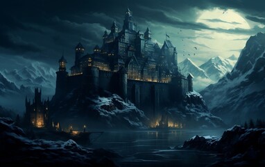 Gothic castle Fortress of the North. Generative AI