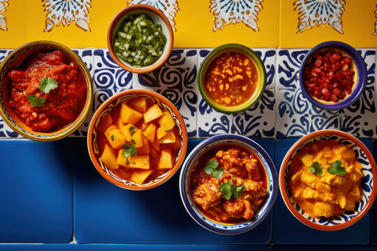 Vibrant Mexican Cuisine: An Aerial Culinary Snapshot, Generative AI