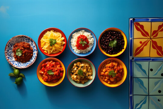Mexican Culinary Flatlay: A Fiesta of Flavors, Generative AI