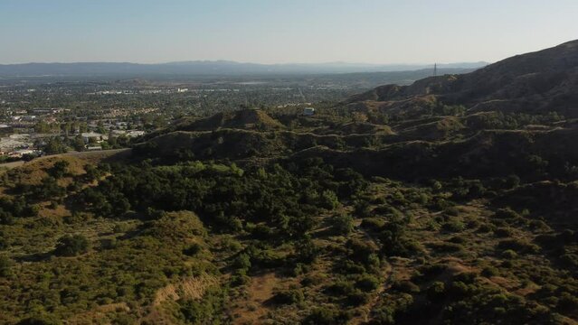 Aerial View of Sylmar and San Gabriel Mountains, San Fernando Valley, California 