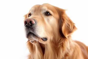 Portrait of Golden Retriever dog on white background