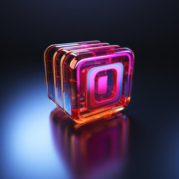 Social Media Icon: A Glossy Red and Blue Render, Generative AI