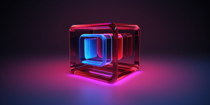 Social Media Icon: A Glossy Red and Blue Render, Generative AI