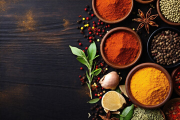 Obraz na płótnie Canvas herb cooking powder food background cinnamon spice indian ingredient dry seasoning. Generative AI.