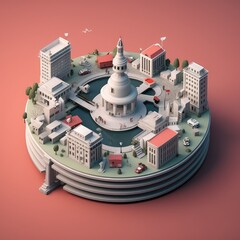 Fototapeta premium Government 3d cartoon illustration - Generative AI.