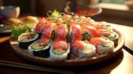 a plate of sushi