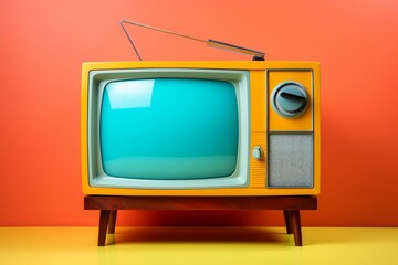 Vibrant Colors and Retro TV Illustration. AI