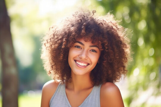 Radiant Smiles: Young Woman Enjoying a Summer Day