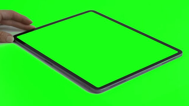 Tablet Swipe Left Double - Chroma key tablet on green screen