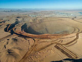 Aerial view of Cerro Dominador, a huge area in the Atacama desert where minerals are extracted from...
