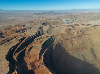 Aerial view of Cerro Dominador, a huge area in the Atacama desert where minerals are extracted from...