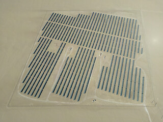 Photovoltaics: Aerial view of a power station in the sunny Atacama desert in Chile - renewable and...