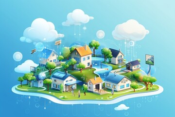 Smart Homes in a Futuristic Digital Suburb. Generative AI