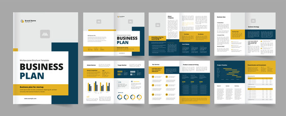 Obraz na płótnie Canvas Business Plan Layout and Business Brochure Template