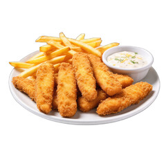 A delicious plate of golden french fries served with a flavorful dipping sauce