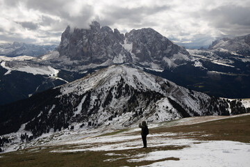 person in the mountains - Seceda in Italy
