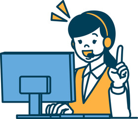 コールセンターの女性がアドバイスをしているイラスト