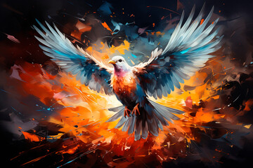 Fototapeta premium abstract colorful background with bird