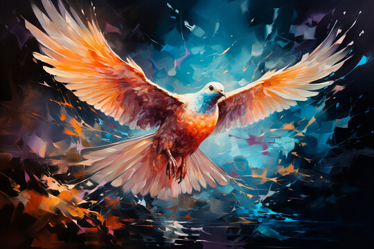 abstract colorful background with bird