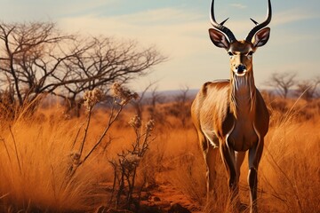 Naklejka na ściany i meble Savanna Antelope Kudu. Generative AI
