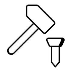 Hammer Line Icon