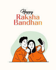 Indian brother and sister festival happy Raksha Bandhan concept. Rakhi celebration in India festive vector illustration for social media, flyers and digital banners. 