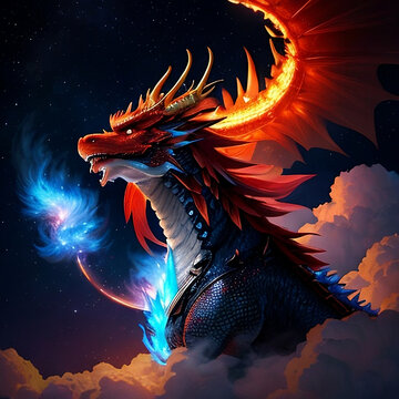 Chinese dragons in the sky
