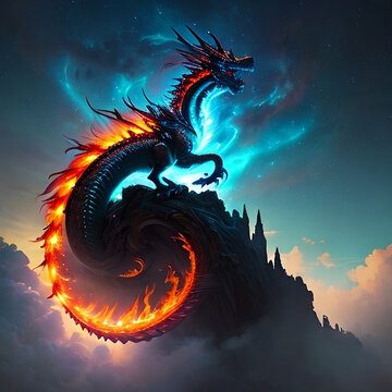 Chinese dragons in the sky