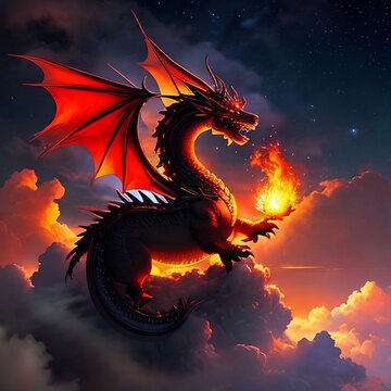 Chinese dragons in the sky