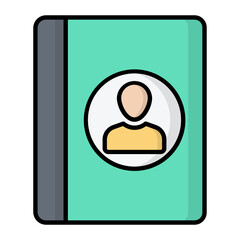 Contact Book Line Color Icon