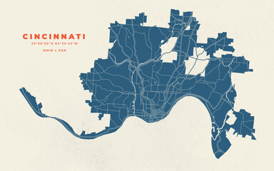 Cincinnati map vector poster flyer