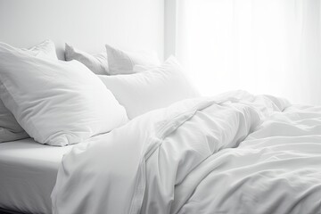 Premium white linens made from sustainable organic fabrics. Comfort and quality for restful sleep..