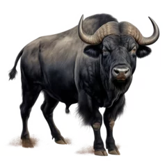 Fototapete Büffel buffalo looking isolated on white