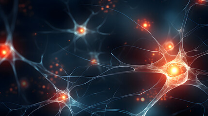 Naklejka premium Biological Neurons: Unraveling the Marvels of the Brain, Nervous System, and Neural Networks in the Context of Intelligence, Thought, and Biology