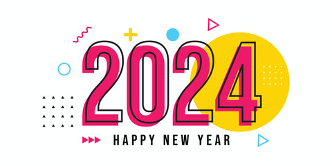 Happy new year 2024 design.vector design for poster, banner, greeting and new year 2024 celebration.