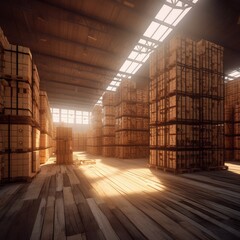 Clean and tidy interior timber warehouse
