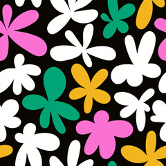 Modern abstract flowers seamless pattern. Floral design for branding, packaging, cover, web. Trendy organic repeatable pattern