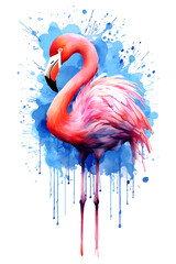pink flamingo bird watercolor style