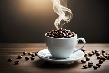 cup of coffee with beans