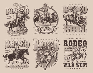 Cowboy show set flyers monochrome