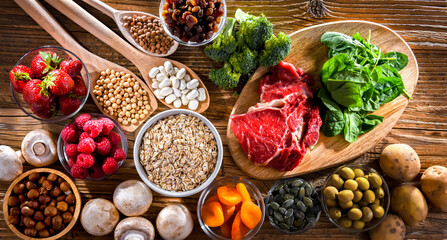 Composition with food products rich in iron