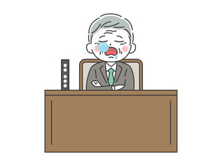 議会で居眠りをする、年配議員のイラスト