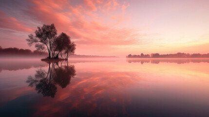 Obraz na płótnie Canvas sunrise over the river