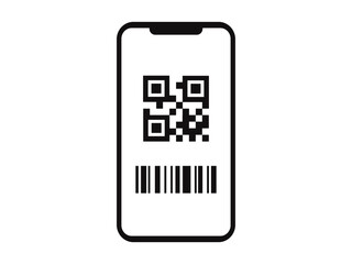 QRコードが表示されたスマホ画面のイラスト