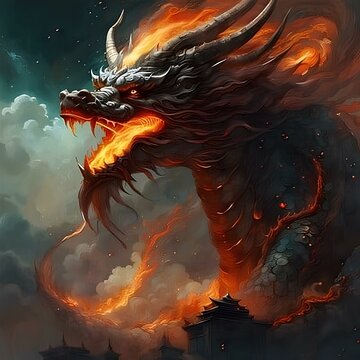 Chinese dragons in the sky
