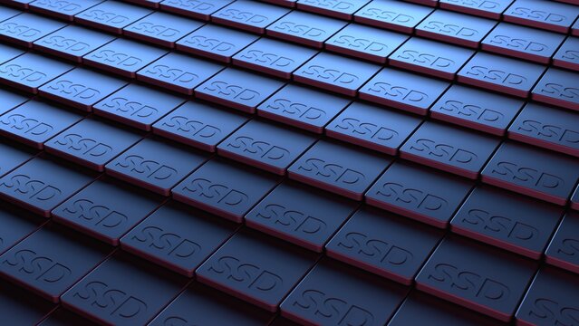 Numerous SSDs to illustrate next-generation cloud storage.