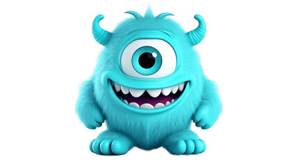 Adorable Monster Isolated on Transparent Background. Generative AI
