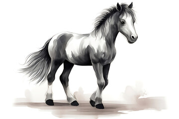 Fototapeta na wymiar Cute horse, farm cartoon animals. Post processed AI generated image.