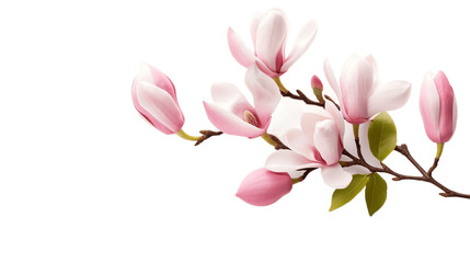 Fototapeta na wymiar Elegant Magnolia Blooms Velvety Petals, Isolated on Transparent Background. Generative AI